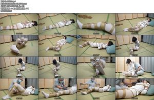 [象人原创] 渎竺原创朝朝日式后手缚重度麻绳捆绑放置挣扎肌肉贴封嘴眼罩蒙眼-丝依依