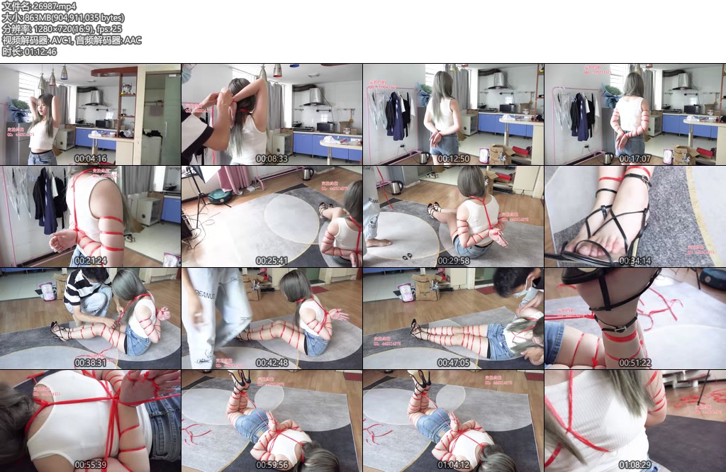 [子衿原创] 美琦裸足高跟细绳勒脖五花绑手指驷马放置-丝依依