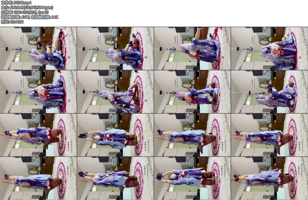 [坎喵原创] 原神cos绝望的自缚刻晴折腿跪吊前高手自缚-丝依依