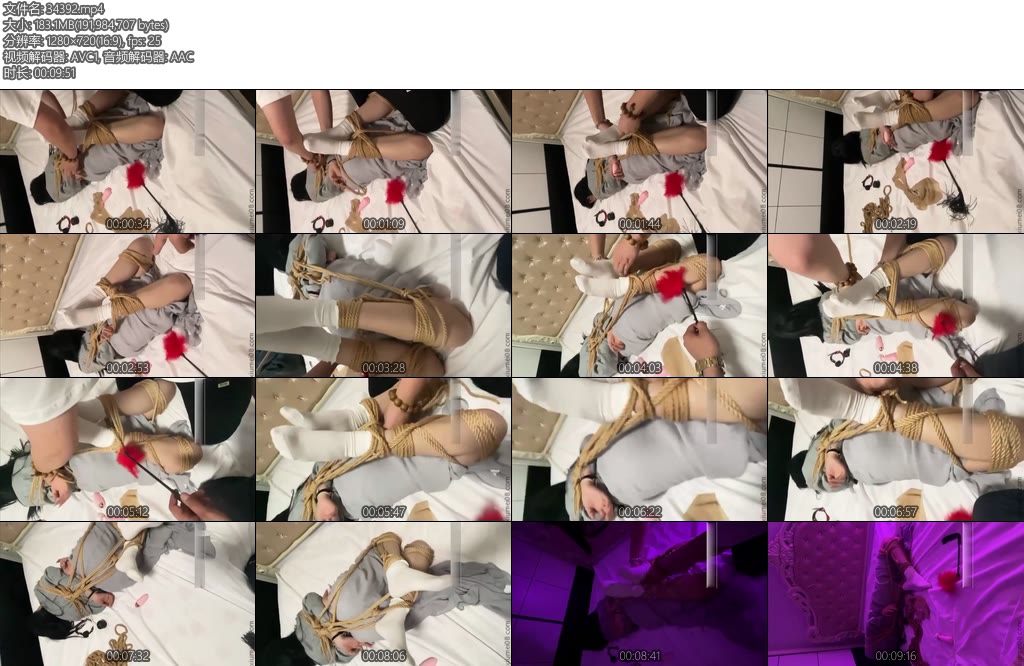 [瓢城原创] 瓢城摄影 捆绑挣扎不善于捆绑手法的主人只能慢慢的捆绑最后把麻绳全部捆绑在妹子的身上粗略的驷马缚-丝依依