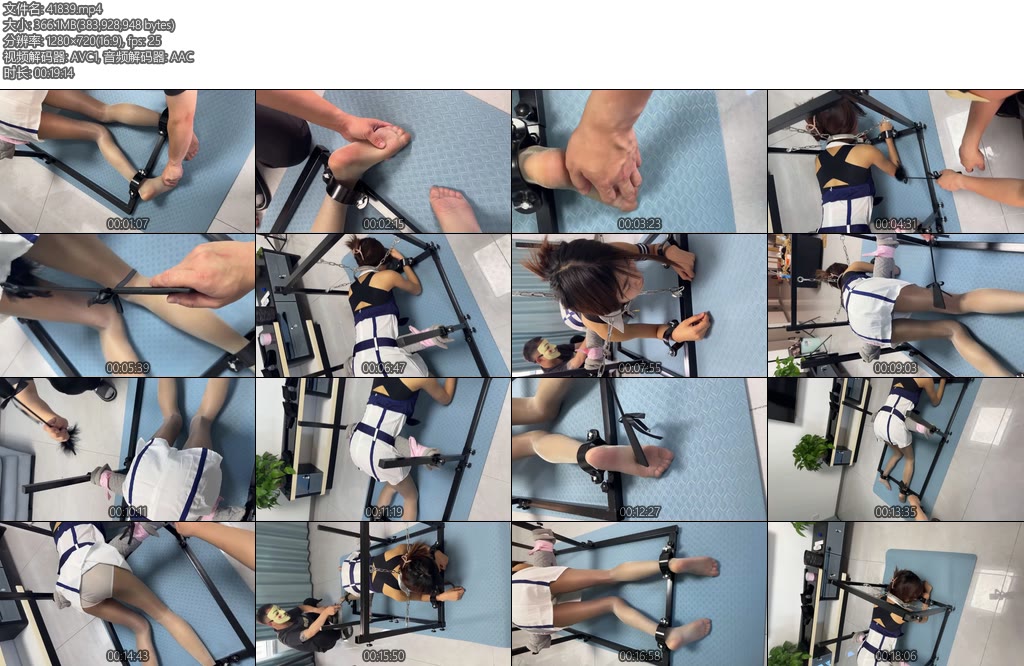 [延江艺束] 萝莉美少女禁锢在训狗架上鞭打屁股玩脚挠脚心-丝依依