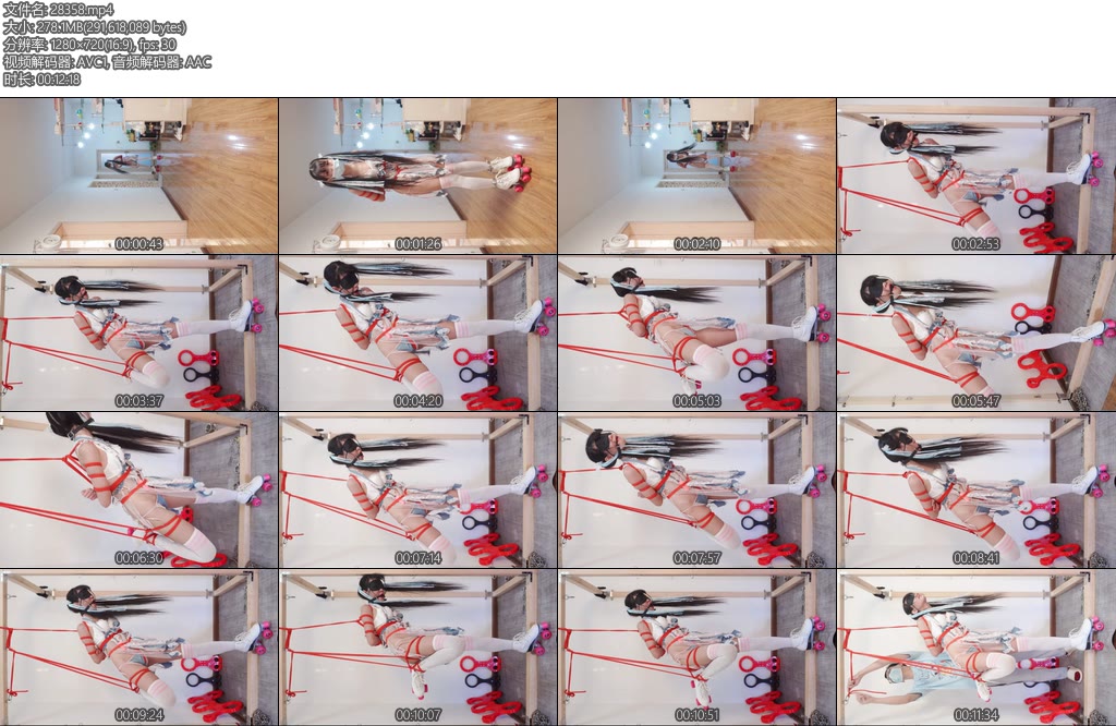 [亚洲绳艺] 情趣服轮滑鞋五花捆绑单腿吊放置-丝依依