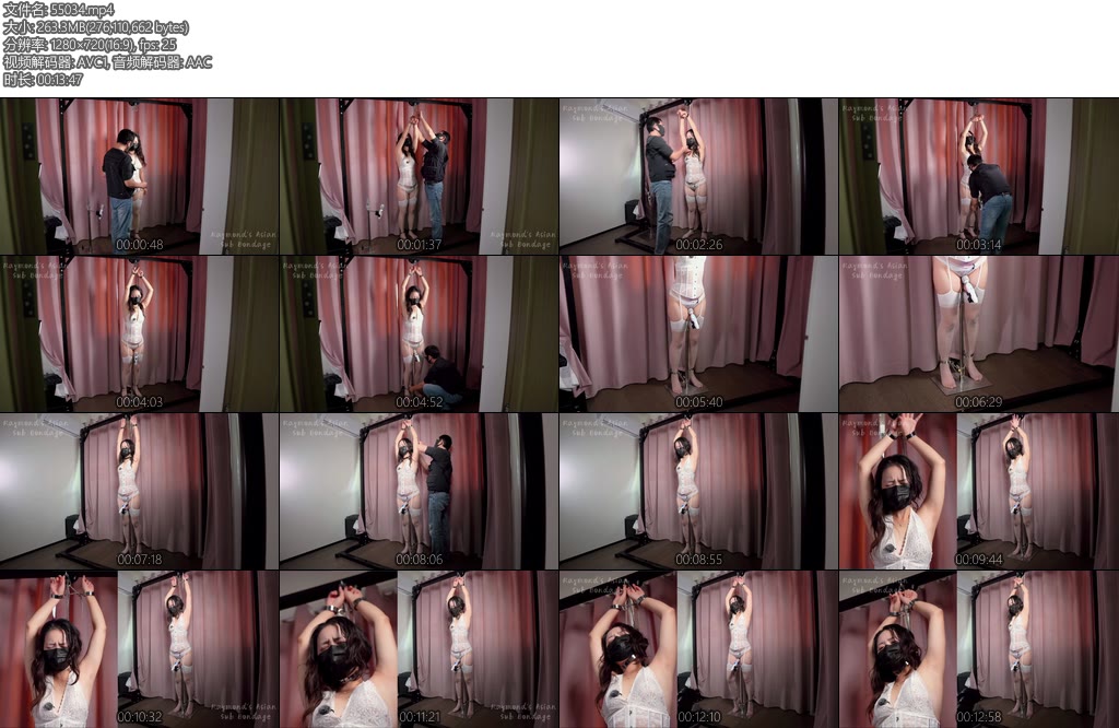 [Raymond] 被胁迫的准新娘4准新娘被金属项圈勒脖强制吊脚站在one bar prison无法站稳的身体带来金属棒在某处搅动-丝依依