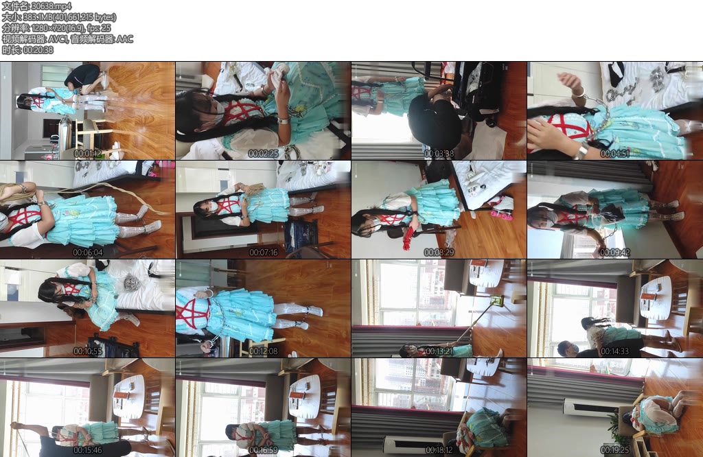 [亚洲绳艺] 可爱双马尾lo娘被捆绑戴手铐脚镣做家务 跪绑在沙发上-丝依依