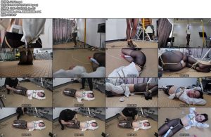 [绳之韵] 小欲女菲菲黑丝OL，大号口球、踮脚吊+脑后反手驷马，电击-丝依依