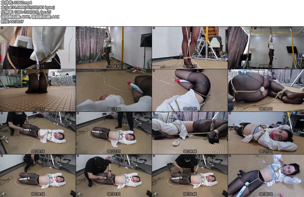 [绳之韵] 小欲女菲菲黑丝OL，大号口球、踮脚吊+脑后反手驷马，电击-丝依依