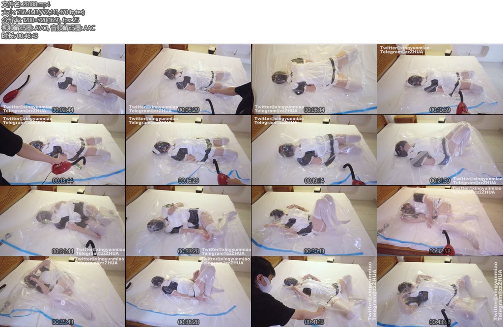 [鹿角与猫爪] 塑封白丝女仆 抽气~挣扎！绝对真空绝闷-丝依依