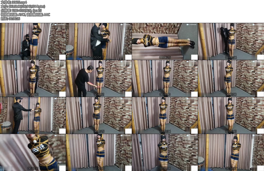 [束缘阁] 小M潇潇 柱子上全身绳缚放置-丝依依