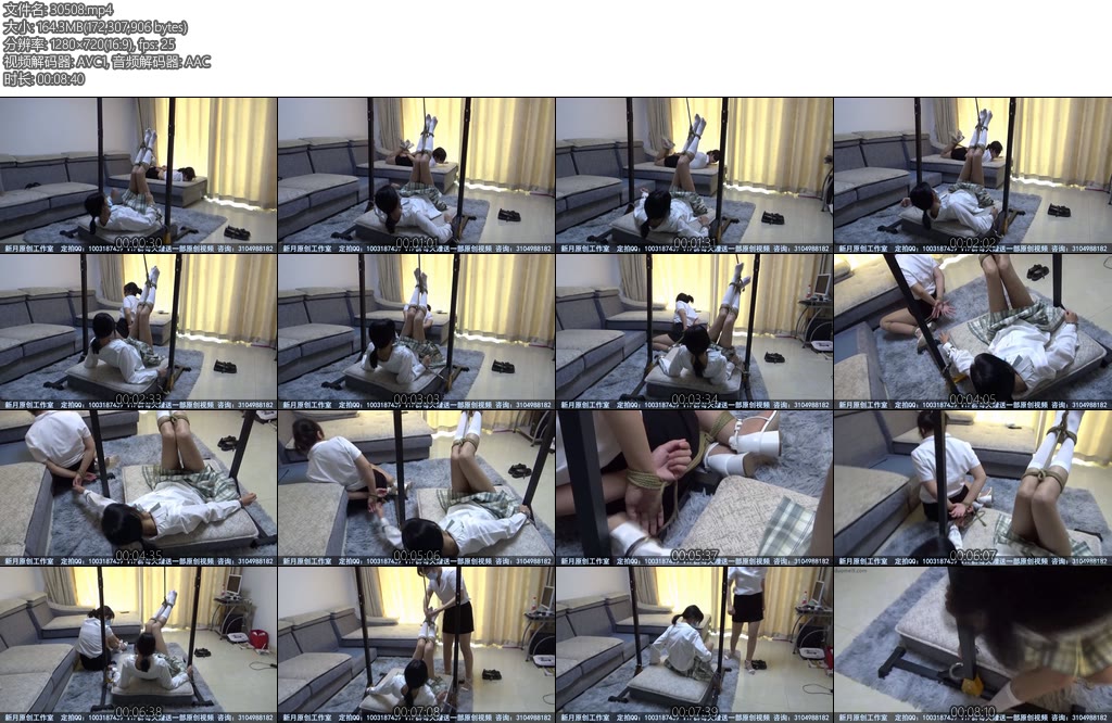 [新月原创] 玉箫彩依逃脱大作战一个吊脚铐在铁架上一个驷马绑在沙发上考验她们的合作逃脱技术-丝依依