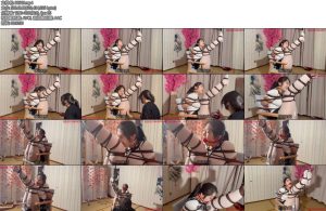 [悦感日记] 小美体验3mm极致紧缚堵嘴展示电击训练棒棒爽由于小美挣扎过于激烈最终被S惩罚关一晚-丝依依