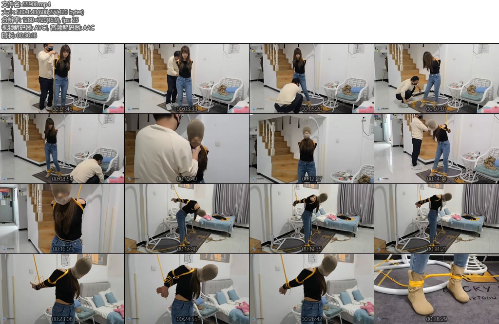 [JS原创] 晓凡欧式直臂后手吊丝袜塞嘴短靴丝袜套头胶带缠绕-丝依依