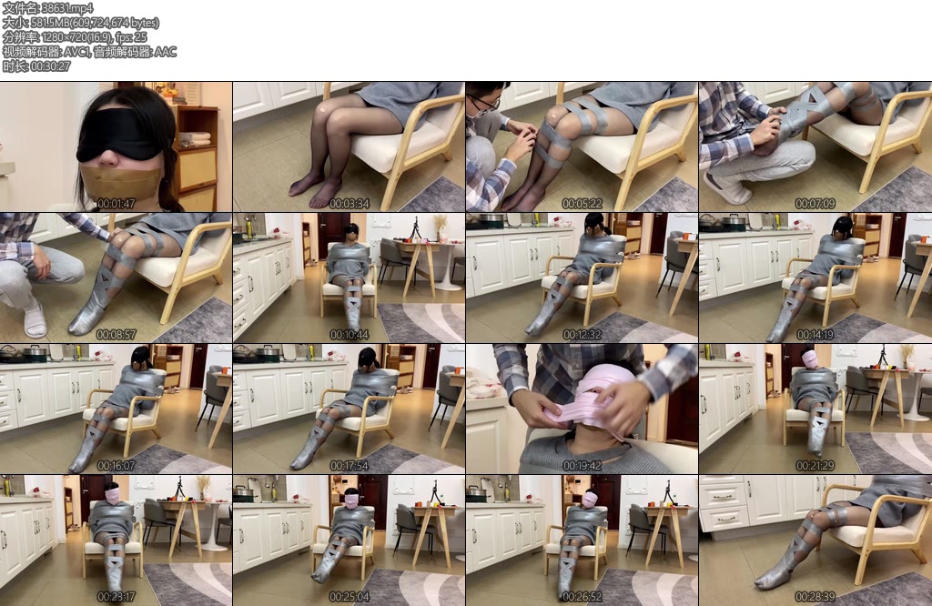 [默示录] 缚艺录小琪黑丝下的银色胶带的捆绑与束缚-丝依依