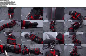 [JIOJIO原创] 哑光黑色Zentai全包1红绳紧缚欧式直臂驷马放置挣扎SP皮鞭调教震动强制GC-丝依依