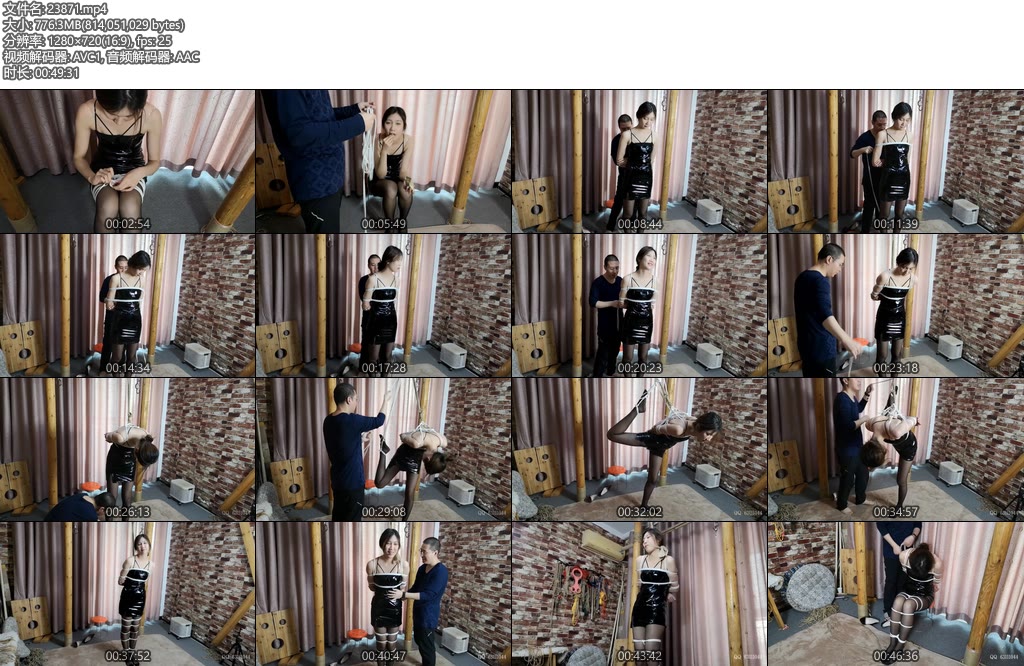 [随心原创] 雪娜 皮衣 黑丝单腿吊绑放置-丝依依