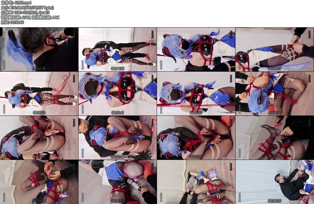 [惩戒学园] 甘雨的（5）重窒西膏潮调教甘雨COS多重窒西多重强糕扼颈强糕蛇缚吊颈逆海老M字开腿缚5重窒西-丝依依