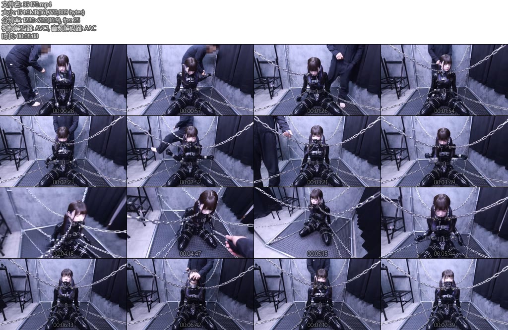 [D-Lemon] 10分ラバー鎖拘束固定調教complete plan 被四面八方的铁链拘束着的感觉好微妙，像是乳胶床一样-丝依依