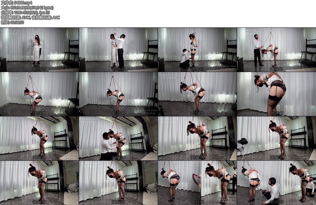 [Raymond] 痛苦放置强制弯腰半吊G钩连头发强制抬头的长时间放置和鞭打只施加痛苦不给予快感痛苦姿势长时间放置纯虐G钩缚发鞭打-丝依依