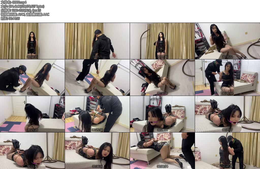 [冰悦原创] 皮裙紧缚驷马之狠心金属双口环调03-丝依依