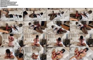 [黑魔法师] 独居的美女老师雨涵被盯上，驷马缚和五花桃缚，丝袜套头-丝依依