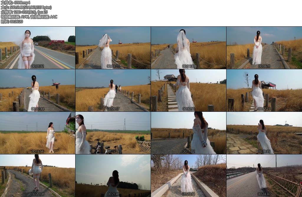 [Raymond] 谁能想到在户外拍婚纱照的新娘性感的婚纱之下的双腿之间居然被紧紧的勒着股绳-丝依依