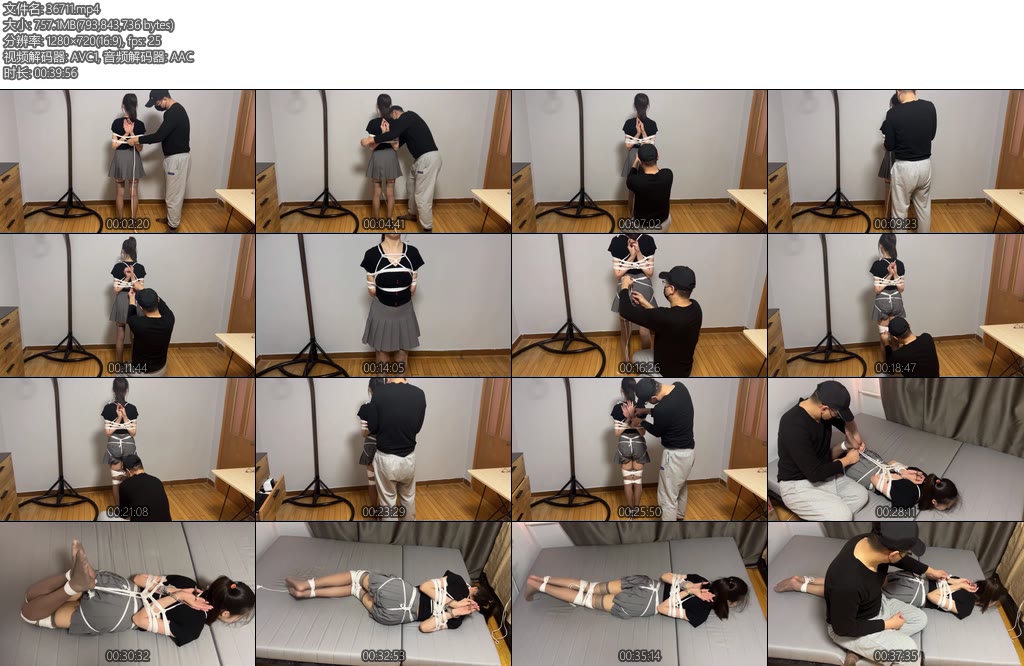 [玩奴原创] 舞蹈妹子不服挑战捆绑脱困,后手观音驷马蛇缚挣扎-丝依依