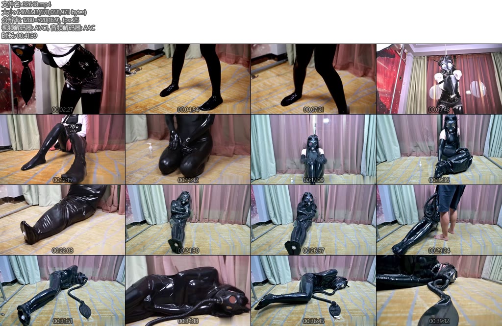 [FSS原创] 女战士的末日 死库水乳胶女战士后手吊单手套拘束防毒面具呼吸抑置乳胶睡袋拘束真空睡袋拘束呼吸袋呼吸抑置-丝依依