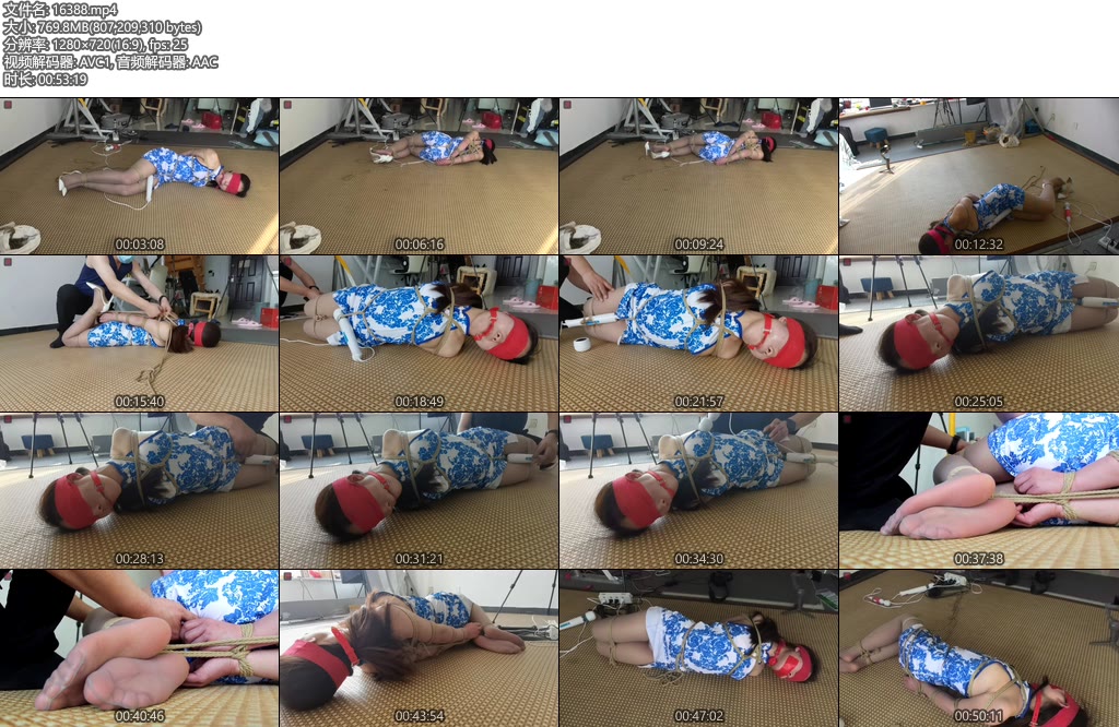 [绳之韵] 绳界 劳模 小凡，无罩露背青花小旗袍，灰丝细高，口球、胶带封嘴，直臂驷马、翻滚、TK-丝依依