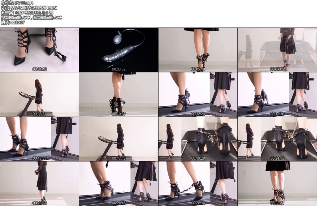 [亚洲绳艺] 使用的新玩具充气GS与手铐脚镣禁锢的性感高跟在跑步机上-丝依依