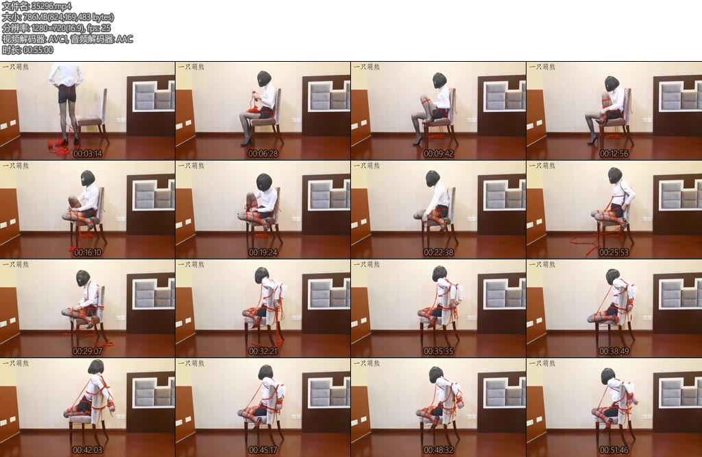 [一只萌熊] 固定在椅子上的开腿直臂自缚-丝依依