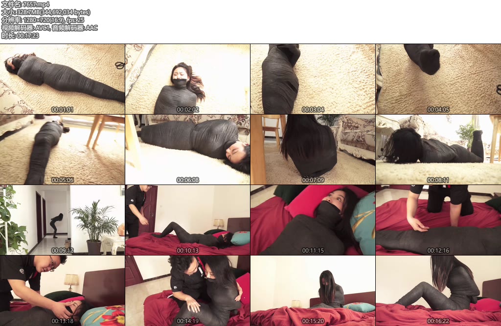 [逍遥原创] 自动包裹娇躯（02）参考漫画 全包木乃伊美女玩命挣扎 木乃伊挣扎跳跃 被定身控制无奈呻吟-丝依依