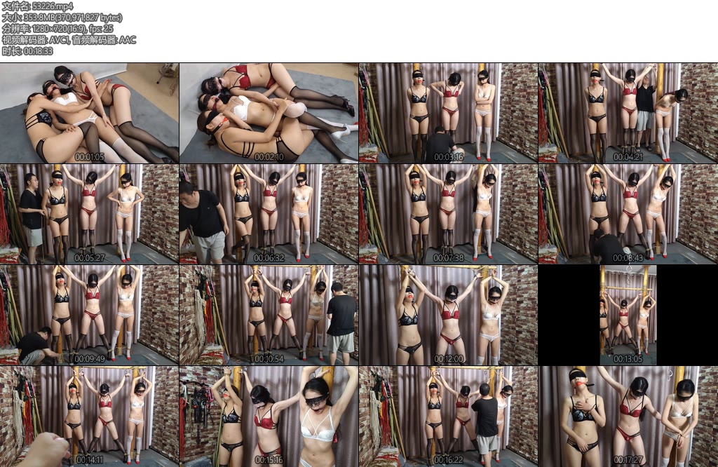 [随心原创] 诺米杨蕊雅熙黑白红内衣三姐妹蛋蛋固定同时震动一起流口水-丝依依