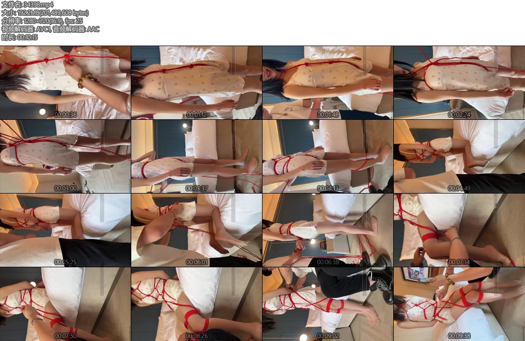 [瓢城原创] 瓢城摄影 睡衣红绳捆绑高挑的妹子穿着睡衣被捆绑红色的麻绳一点点的捆在她的身上最终蔓延到丝袜美腿-丝依依