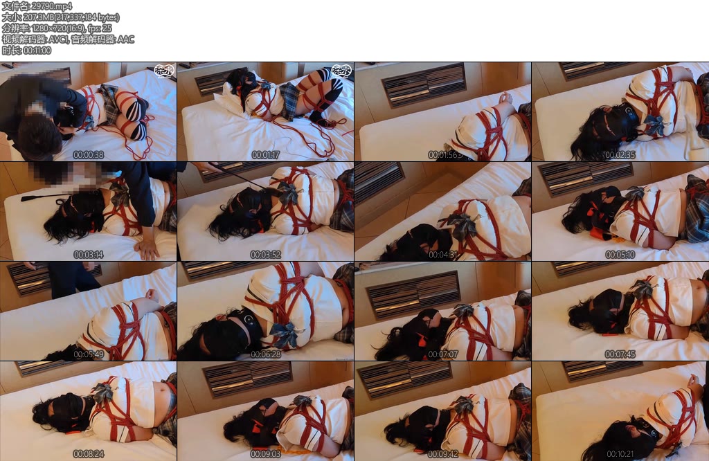 [亚洲绳艺] 緑セーラー服姿の女の子が全身緊縛されてムチ打たれたり快楽責め-丝依依