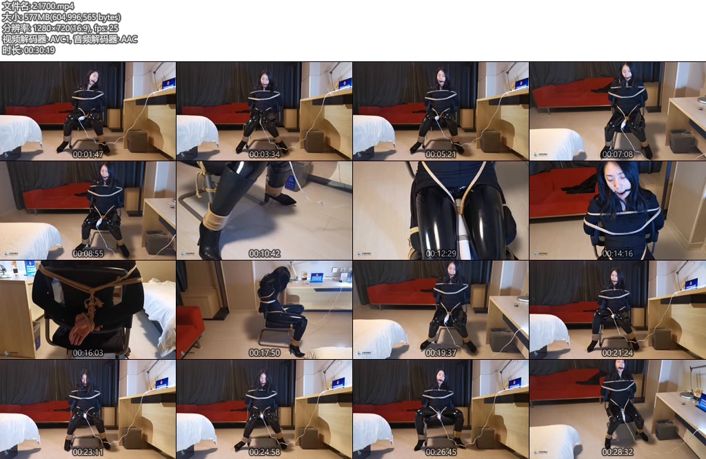 [JS原创] DM黑衣长靴椅子缚口球堵嘴口水棒刺激QZGC直流-丝依依