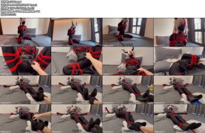 [JIOJIO原创] 碧海航线埃吉尔黑丝M腿震动B强高调教T字绑床TK脚心-丝依依