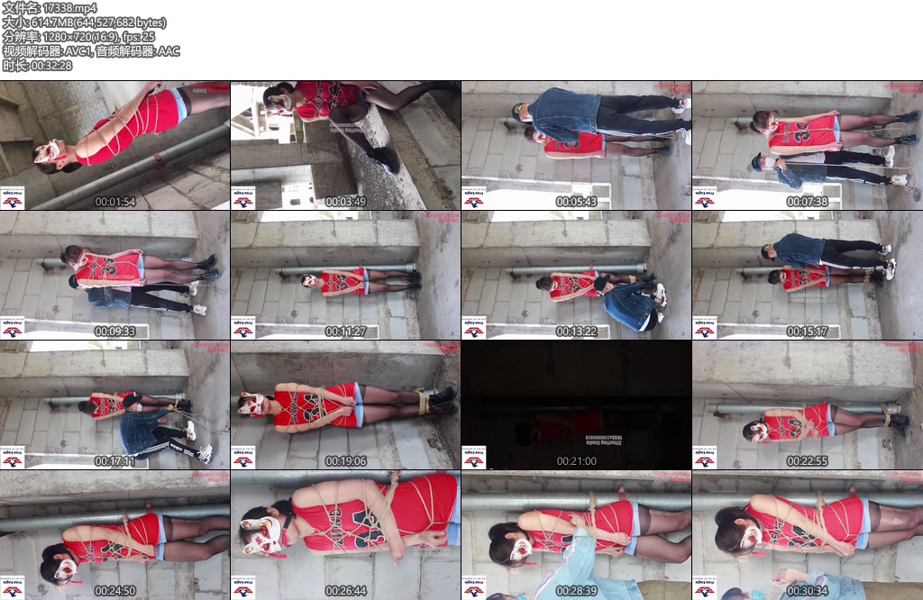 [自由鹰束艺] 黑丝学生素人龟甲紧绑铁柱子挣扎痛苦！-丝依依