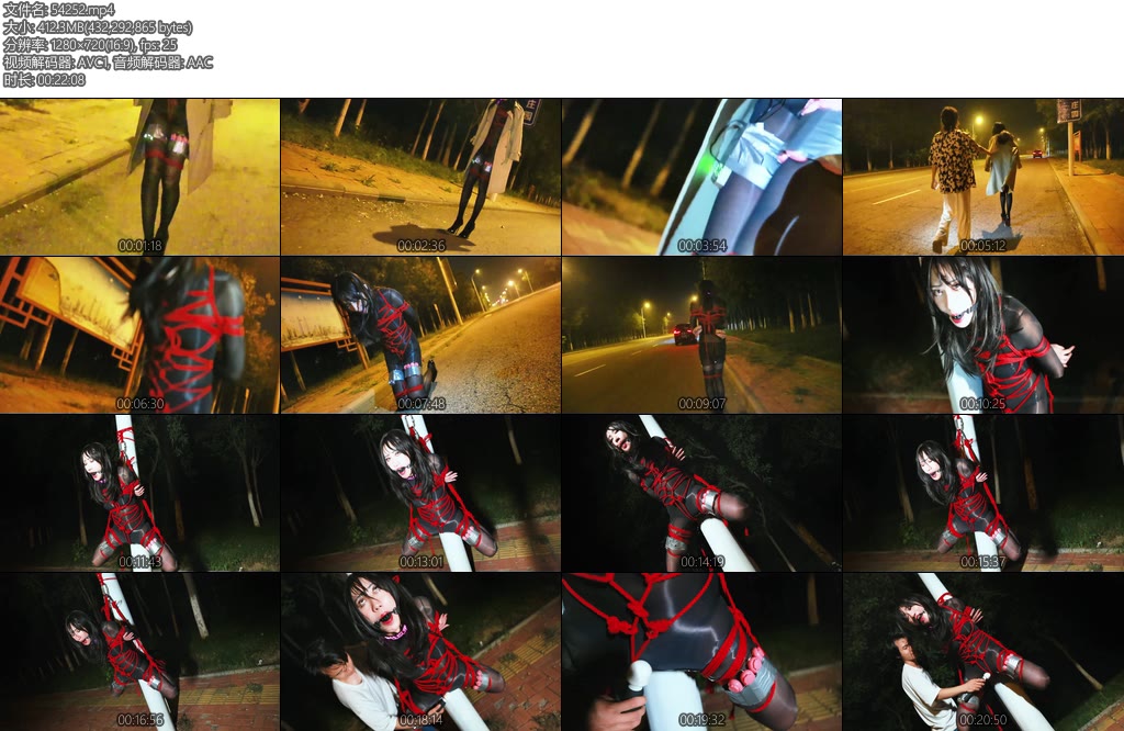 [面具原创] 面具男 园区连体丝袜伪娘青酱逃跑时被玩具折磨跪倒路边被M字开腿绑电线杆上榨干后园区所有人都来参观-丝依依