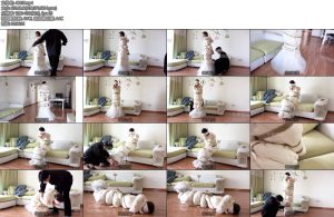 [子衿原创] 欢欢婚纱羽绒服捆绑丝巾蒙眼堵嘴挣扎-丝依依