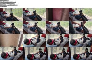 [墨色原创] 拉开窗帘驷马捆绑放置在阳台的jk少女-丝依依