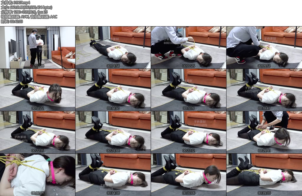 [子衿原创] 晴晴连脖驷马口球放置口水直流-丝依依