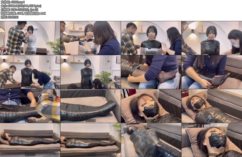 [默示录] 缚艺录小鹿小鹿的黑色胶带全包嘴巴和全身包的很严实想挣脱就是挣脱不开呜呜呜-丝依依