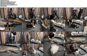 [随心原创] 诺米 胶衣 头套 绷带蒙头 口球 丝袜堵嘴 丝袜睡袋 麻袋包裹震动放置-丝依依