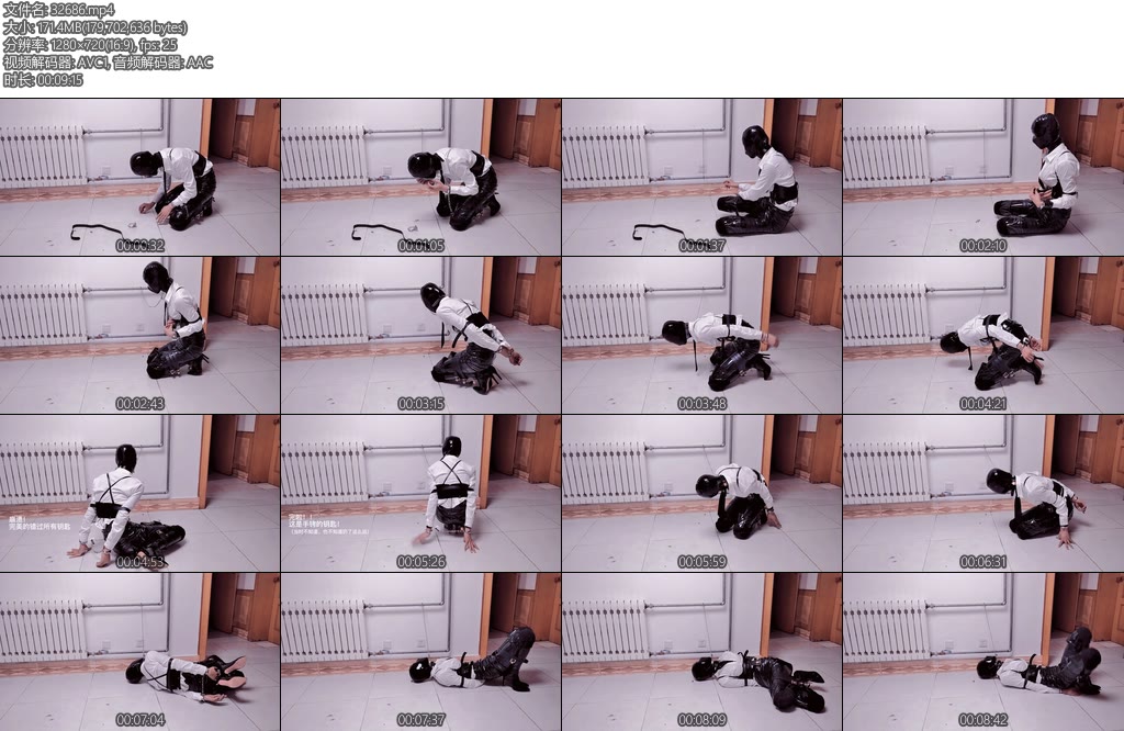 [亚洲绳艺] 小木室内小玩一下脱缚乳胶头套电击蛋把自己用若干锁锁起来钥匙随机丢地上不小心把钥匙划拉跑了小翻车-丝依依