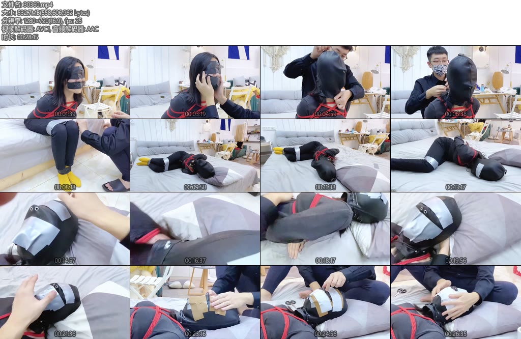 [默示录] 缚艺录 新模小K的绳艺日记（3）先用绷带胶带严严实实地把小K的嘴巴和眼睛封住再戴上头套胶带封住-丝依依