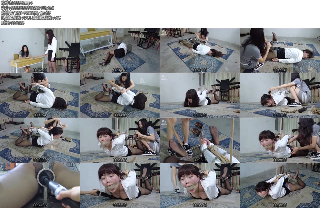 [樱束原创] 报复爱叫家长的女老师 被学生弄晕驷马架固定折磨报复丝袜堵嘴勒嘴戒尺抽打TK黑丝脚-丝依依