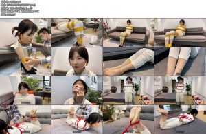 [默示录] 缚艺录小雅定拍黄色胶带透明胶带封嘴后捆绑挣扎小雅最近放假在家欢迎定拍小雅的丝足很不错哦-丝依依