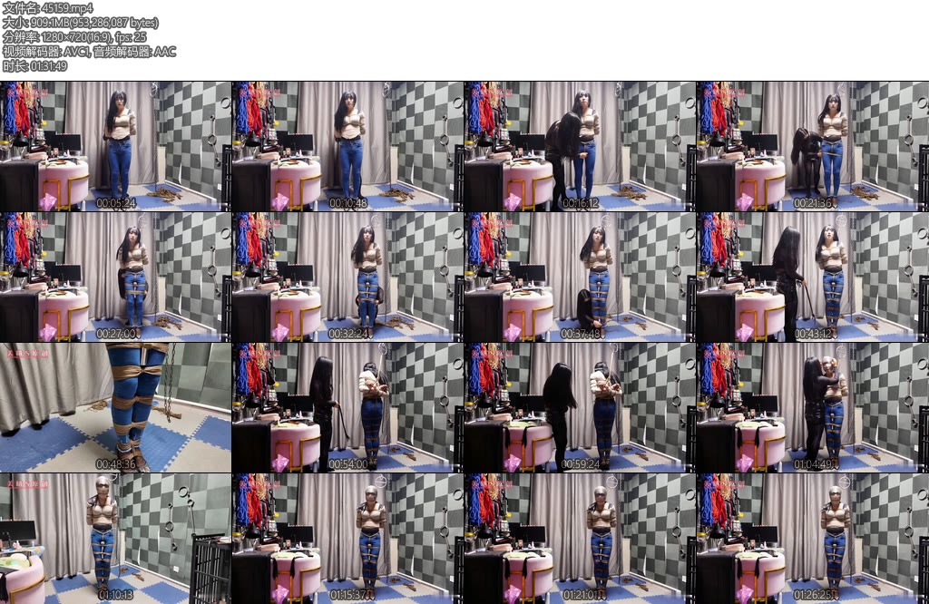 [美曦原创] 美曦微剧情牛仔裤吊绑高跟鞋罚站穿着裤里丝紧身牛仔裤的敏儿被全身紧缚吊绑罚站全身上下都被绳子绑着只能乖乖着穿着高跟鞋罚站被主人玩弄当然少不了X_X伺候-丝依依