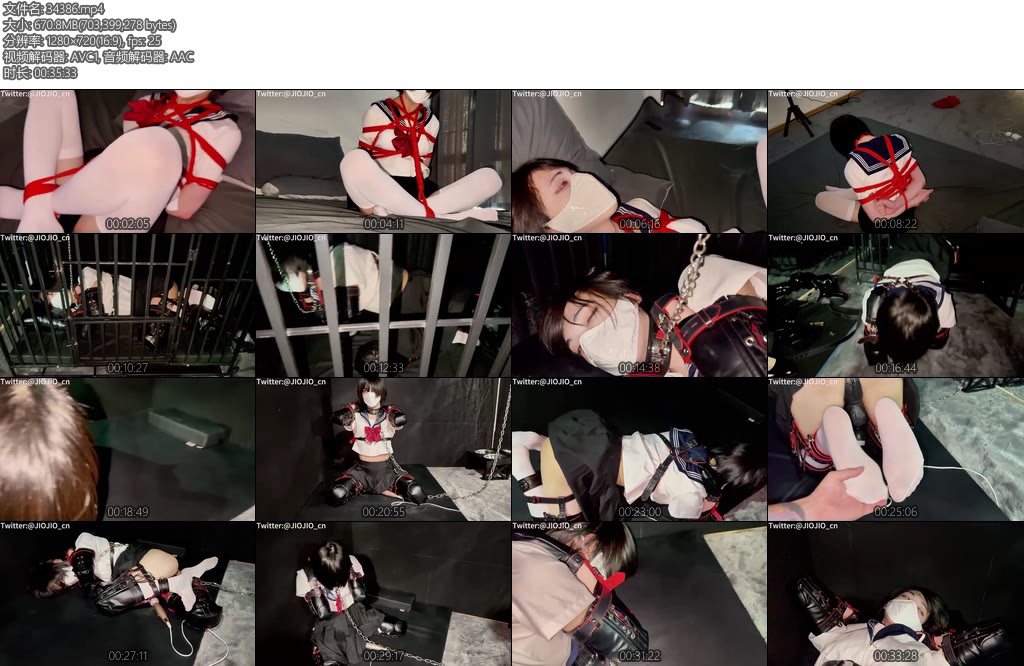 [JIOJIO原创] 日式JK红绳盘腿缚密室牢笼囚禁K9套装训练项圈铁链锁墙强制GC-丝依依