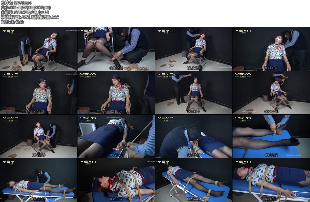 [一绳有你] 致命绑架漂亮某航空小姐遭蒙面匪徒迷晕堵嘴椅缚床缚挠痒玩弄被撕票惨死在纱巾之下v-丝依依