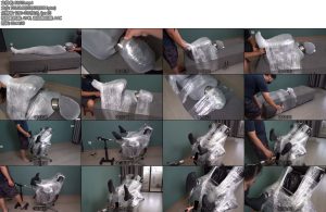 [闪闪原创] 全包紧身衣丝袜睡袋保鲜膜拘束人形椅子-丝依依